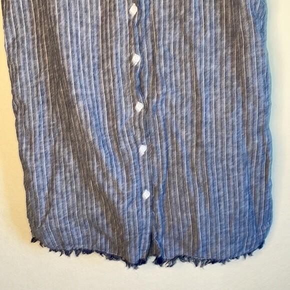 Beach lunch lounge linen button down shirt tank dress cottage coastal lagen M - Picture 4 of 12